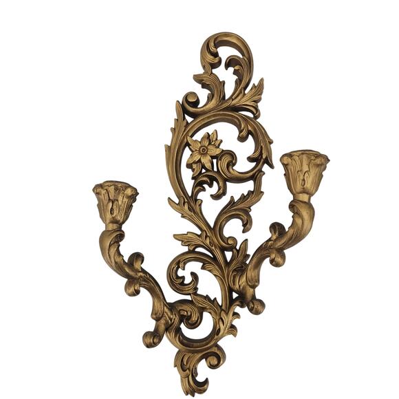 Syroco Other - VTG 2 Candle Gold Wall Sconce Candle Holder French Victorian Syroco 17 1/4" 1960